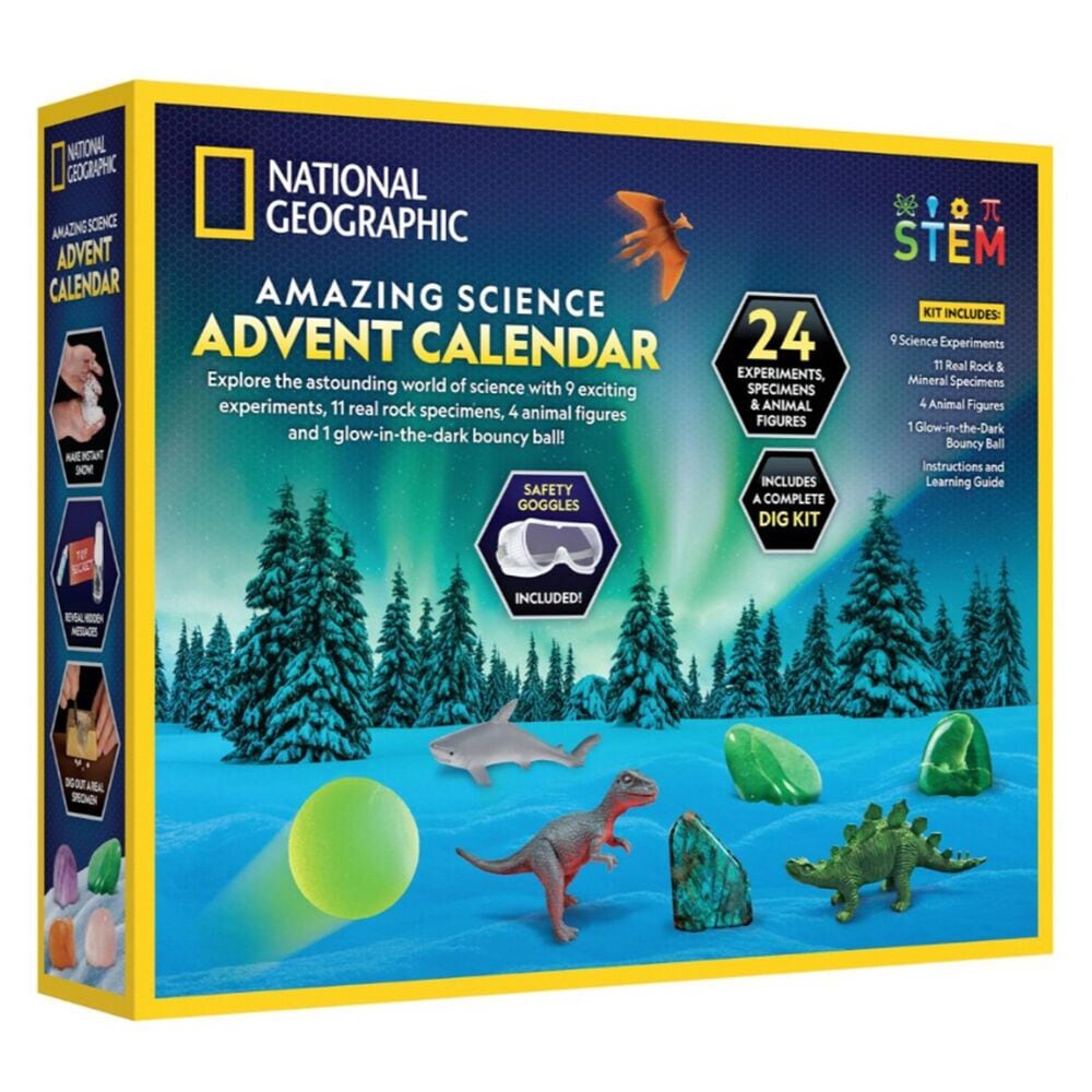 National Geographic Amazing Science Advent Calendar with 24 Science Experiments and Animal Figures in Multicolor, , large