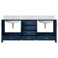 Lexora Home Jacques 80" Double Bathroom Vanity in Navy Blue with 2 cm White Carrara Marble Top and Rectangular Sinks, , large