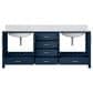 Lexora Home Jacques 80" Double Bathroom Vanity in Navy Blue with 2 cm White Carrara Marble Top and Rectangular Sinks, , large