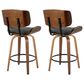 LumiSource Lombardi 26" Swivel Counter Stool with Black Faux Leather Upholstery in Walnut and Black (Set of 2), , large