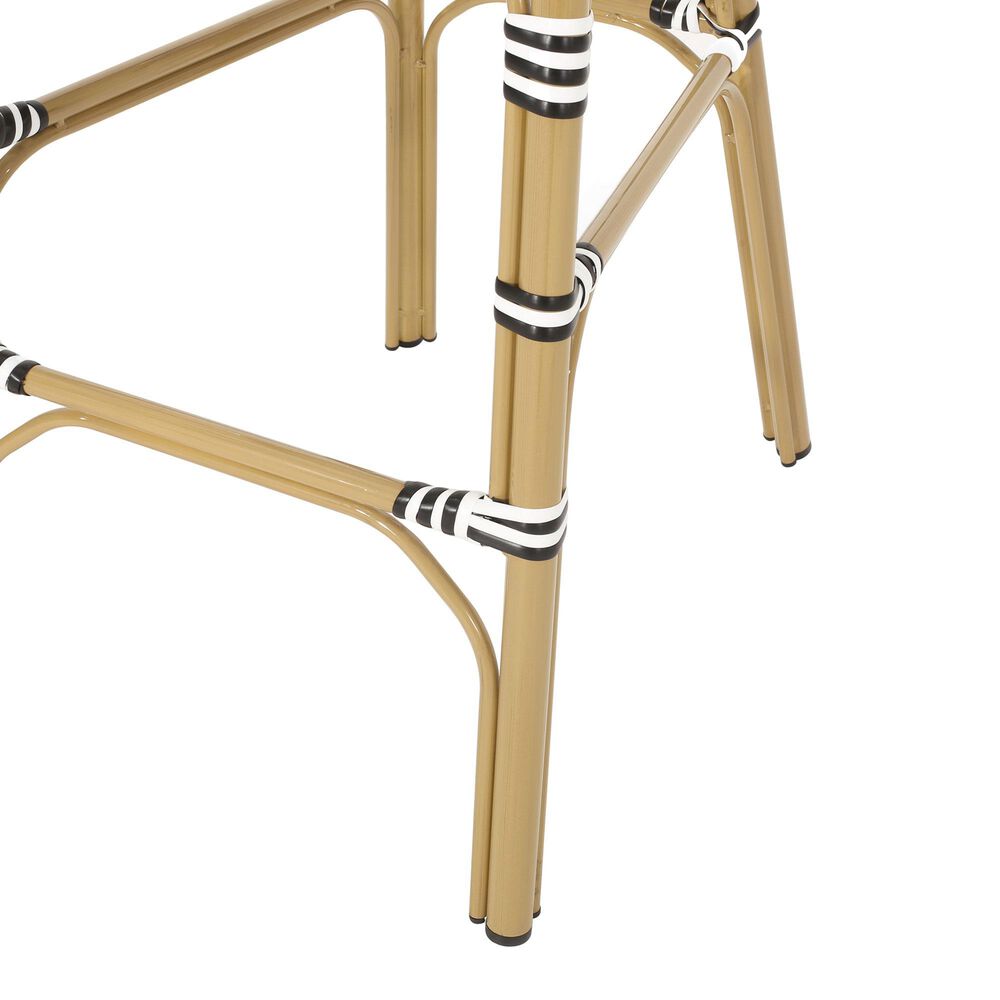 Hearth and Haven Outdoor Wicker French Barstool with Brown Aluminum Frame in White (Set of 2), , large