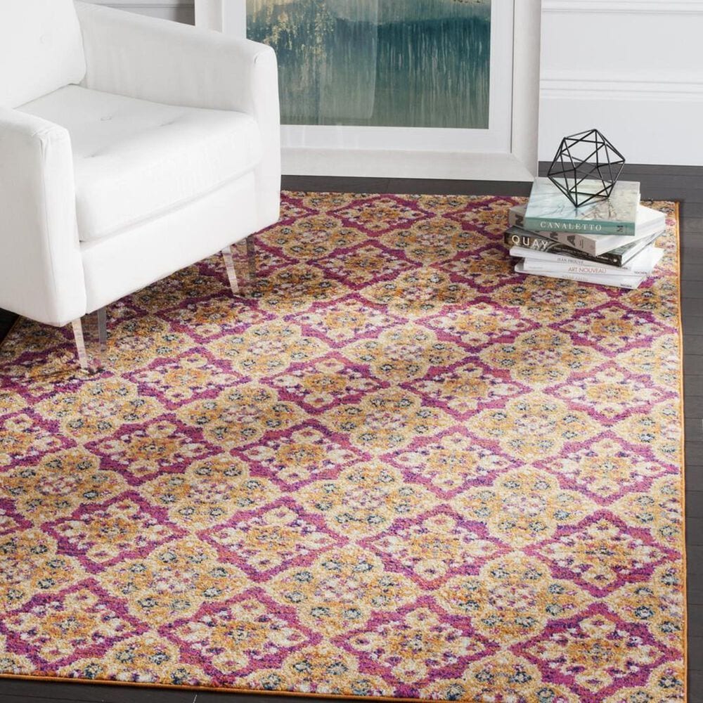 Safavieh Madison MAD605A 4&#39; x 6&#39; Fuchsia and Gold Area Rug, , large