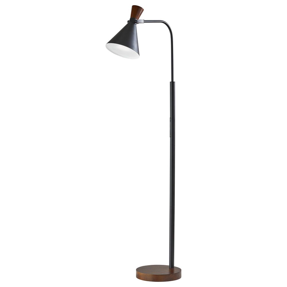 Adesso LED Floor Lamp in Black and Walnut, , large