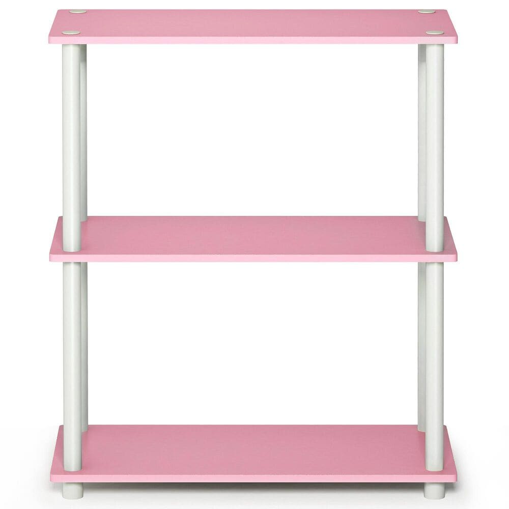 HOMLUX 3-Tier Compact Open Storage Bookshelf in Pink and White, , large