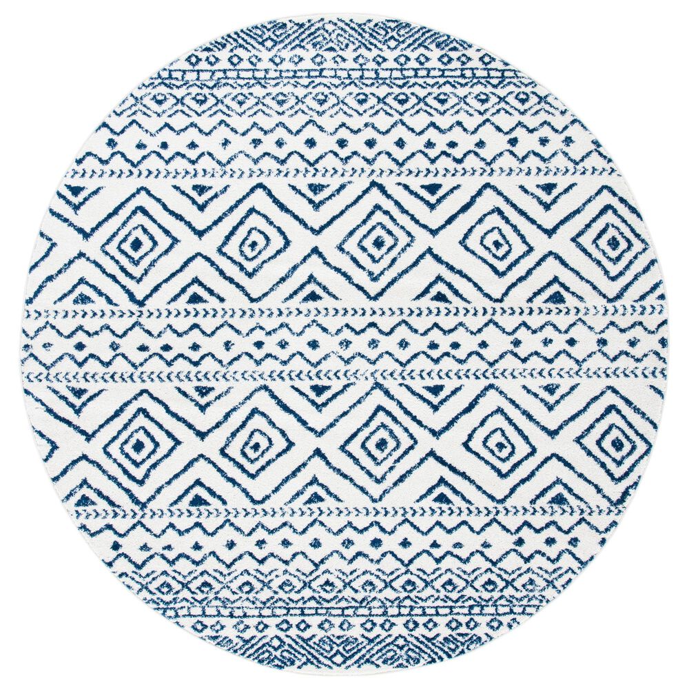 Safavieh Tulum Transitional  6"7" Round Ivory and Navy Area Rug, , large