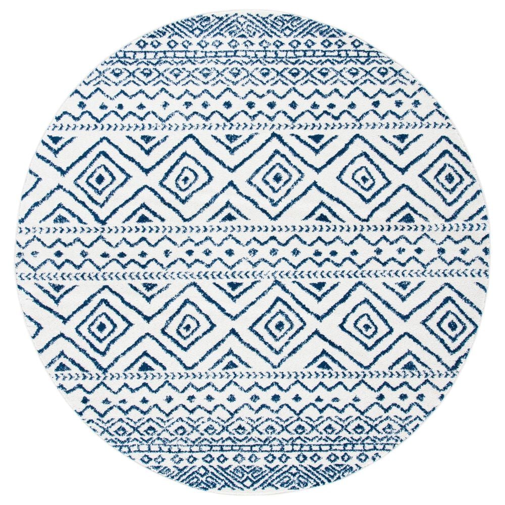 Safavieh Tulum Transitional 6"7" Round Ivory and Navy Area Rug, , large