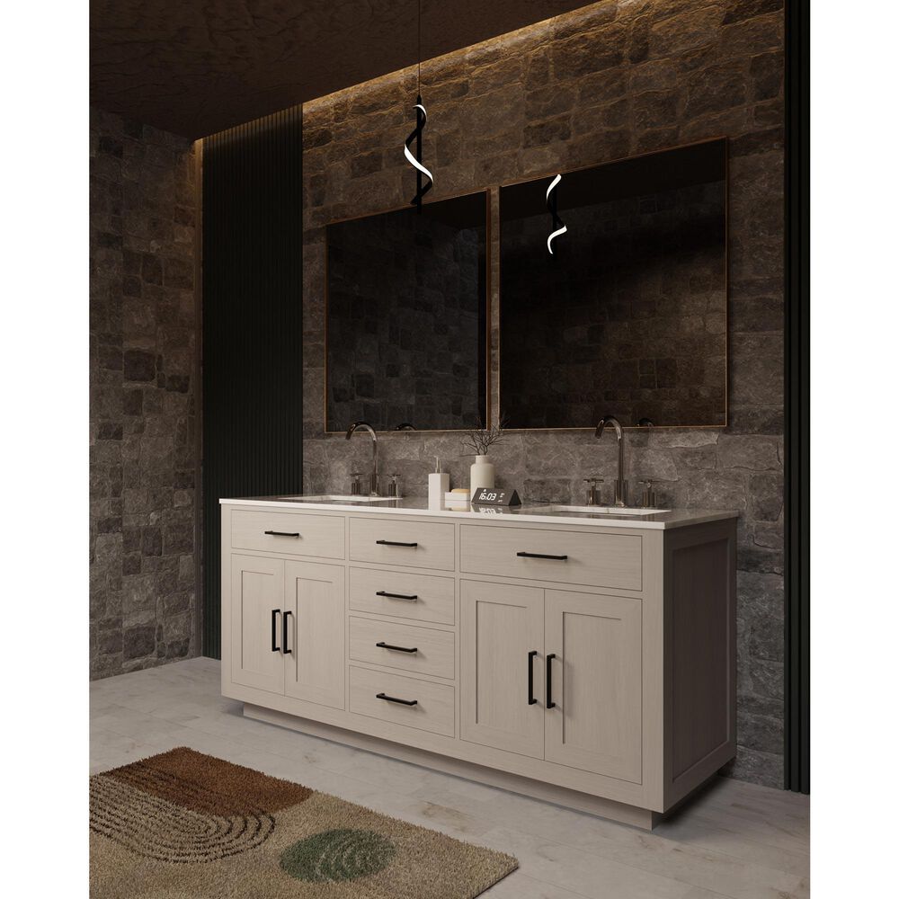 Lexora Home Abbey 72&quot; Double Bathroom Vanity in White Oak with 2 cm White Carrara Marble Top and Rectangular Sinks, , large