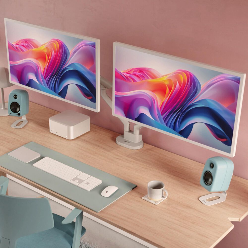 Kanto Dual Monitor Desk Mount for 17" - 35" Displays in White, , large