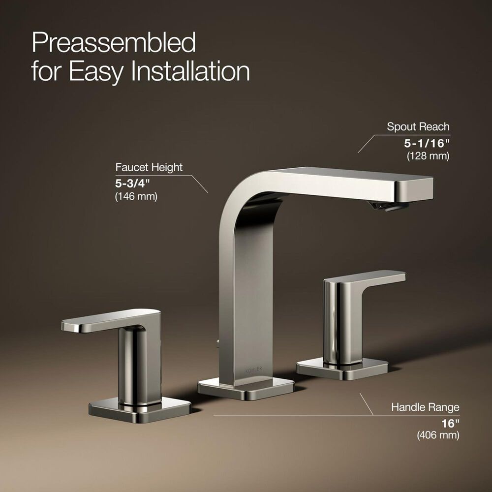 Kohler Parallel Widespread Bathroom Sink Faucet in Vibrant Polished Nickel, , large