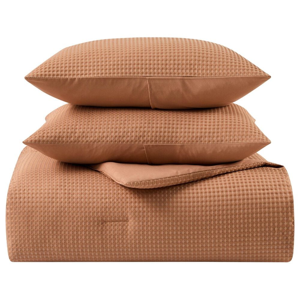 Trade Linker 3-Piece Queen Waffle Down Alternative Comforter Set in Rust, , large
