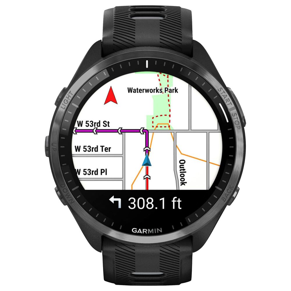 Garmin Forerunner 965 Smartwatch Titanium Bezel Black Case with Black and Powder Gray Silicone Band, , large