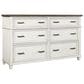 Riva Ridge Caraway 6-Drawer Dresser and Mirror in Aged Ivory and Brown, , large