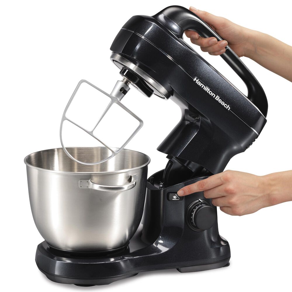 Hamilton Beach 4-Quart Stand Mixer with 7 Speed and Top Handle in Black, , large