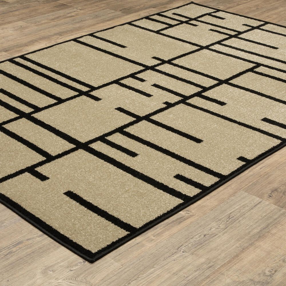 ROW by Oriental Weavers Quinn Geometric Beige and Black 7'10" x 10' Area Rug, , large
