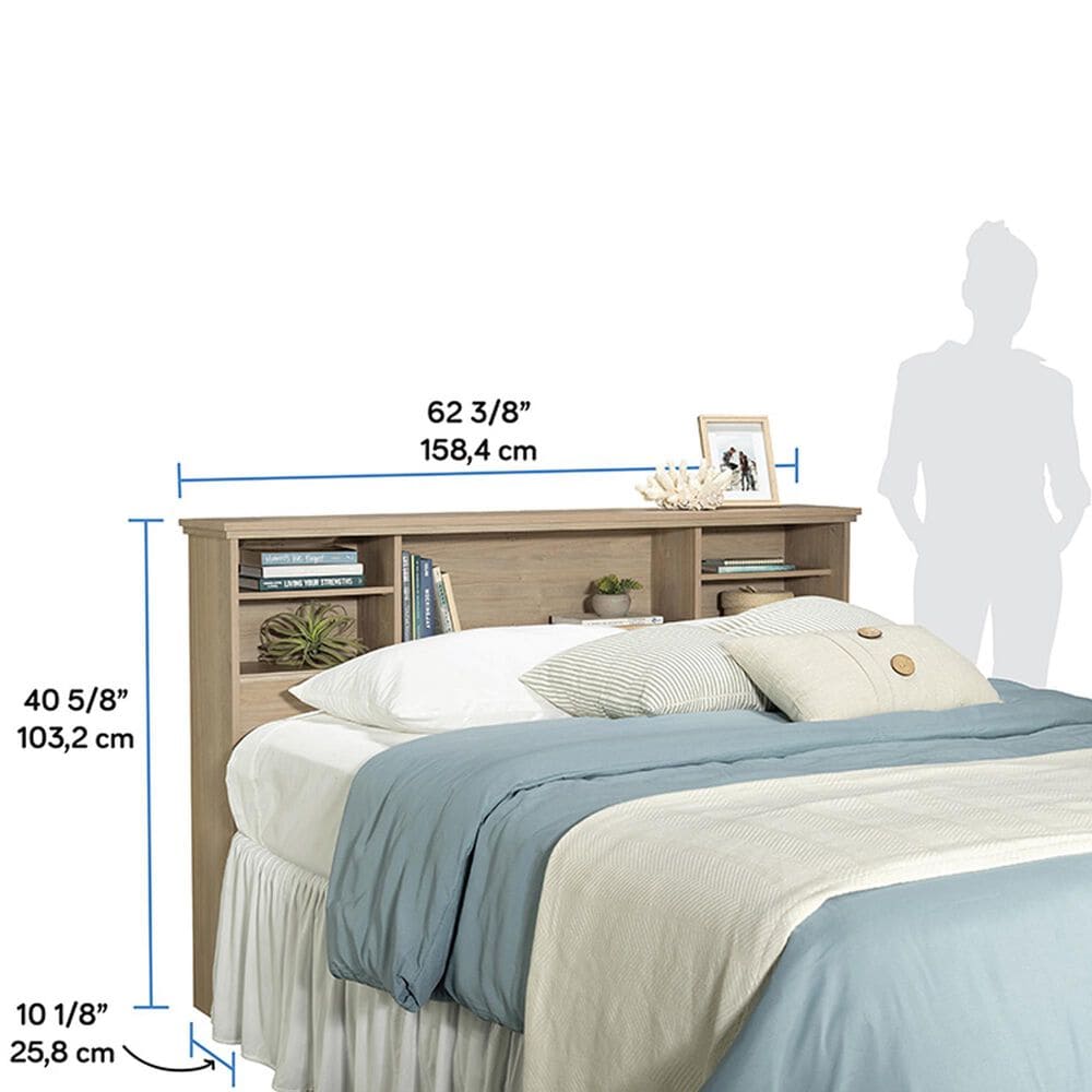 Sauder River Ranch Full/Queen Bookcase Headboard in Harvest Walnut, , large