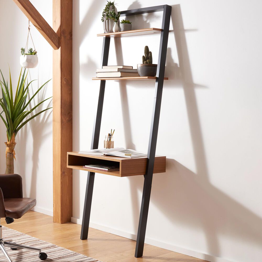 Safavieh Kamy 2-Shelf Leaning Desk in Natural/Charcoal, , large