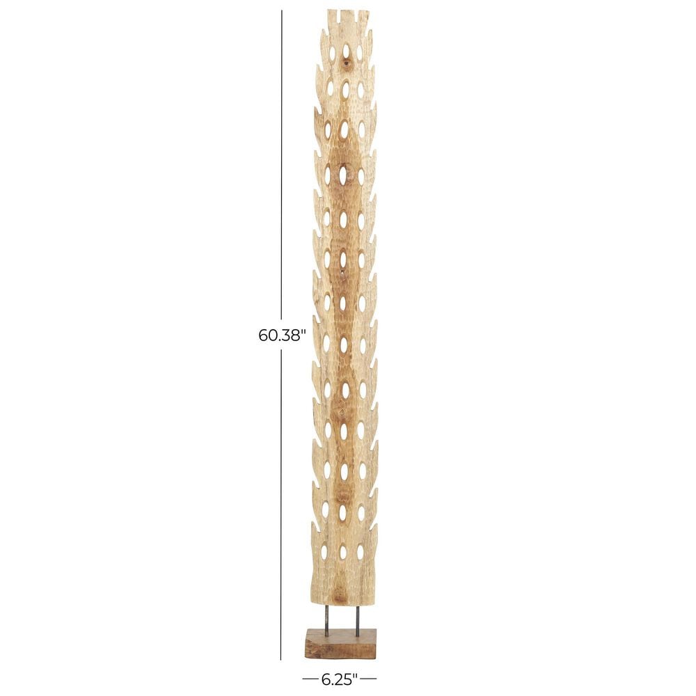 Maple and Jade 60&quot; Handmade Tall Floor Cutout Post Decorative Sculpture in Light Brown and Black, , large