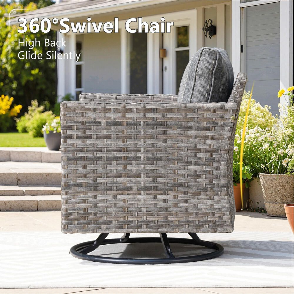 HOMLUX 3-Piece Outdoor Conversation Set in Dark Gray Stripes, , large