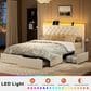 HOMLUX Full Upholstered Platform Storage Bed with Headboard Shelf and USB Charging Station in Beige, , large