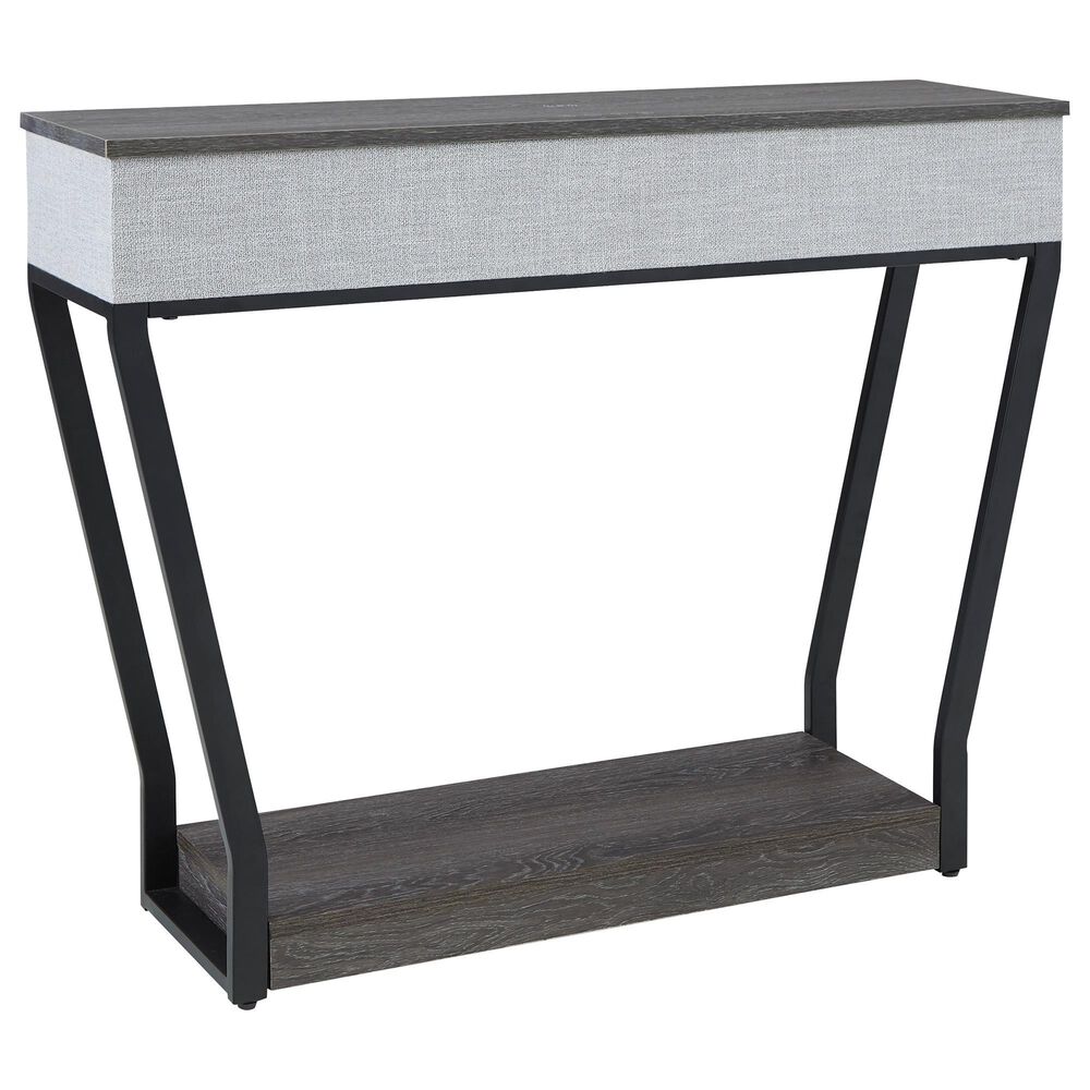 Ashley Sethlen Console Sofa Table with Speaker in Gray and Black, , large