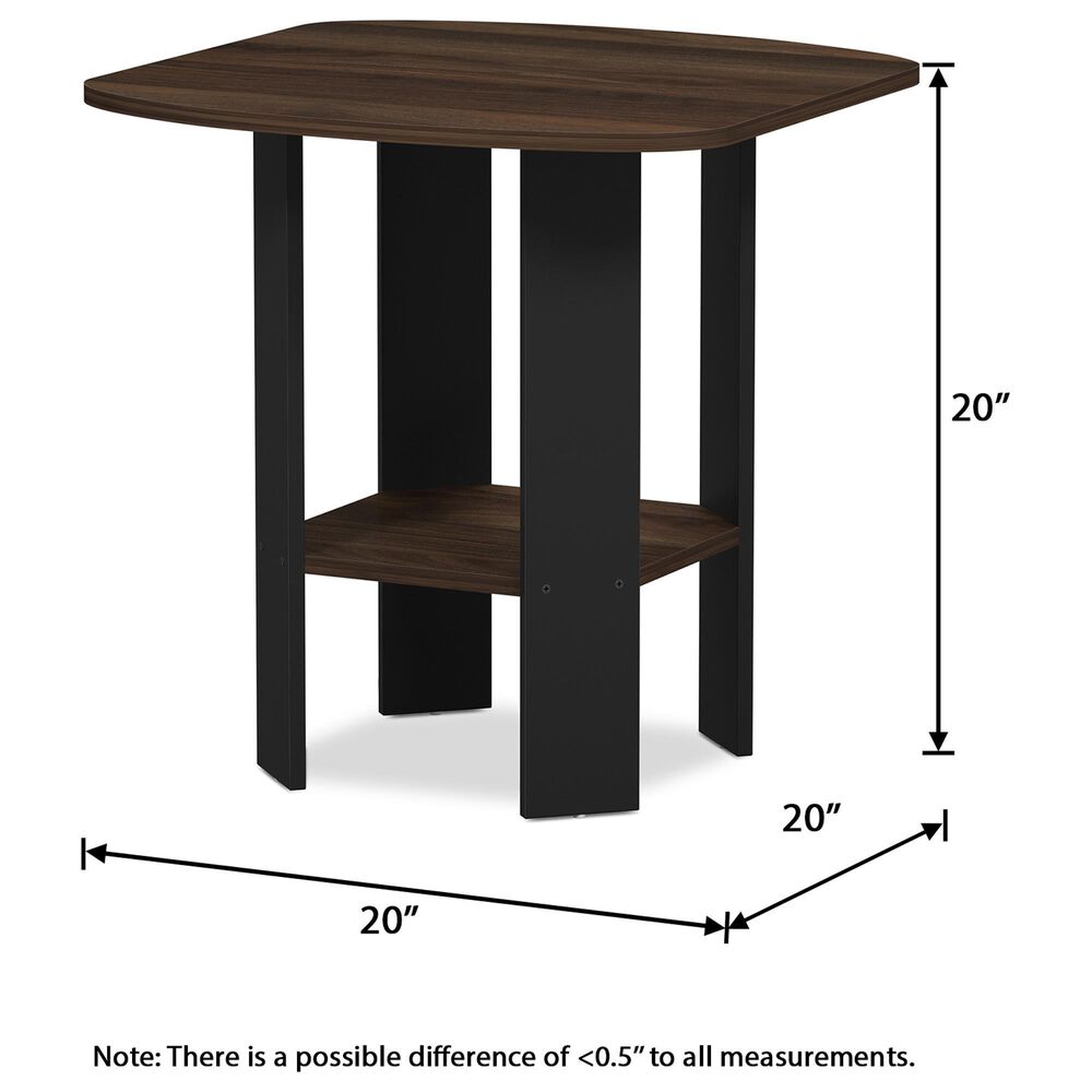 HOMLUX 1-Shelf End Table in Columbia Walnut and Black, , large