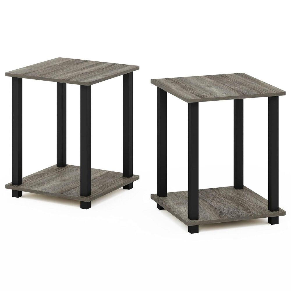 HOMLUX 2-Tier End Table in French Oak and Black (Set of 2), , large