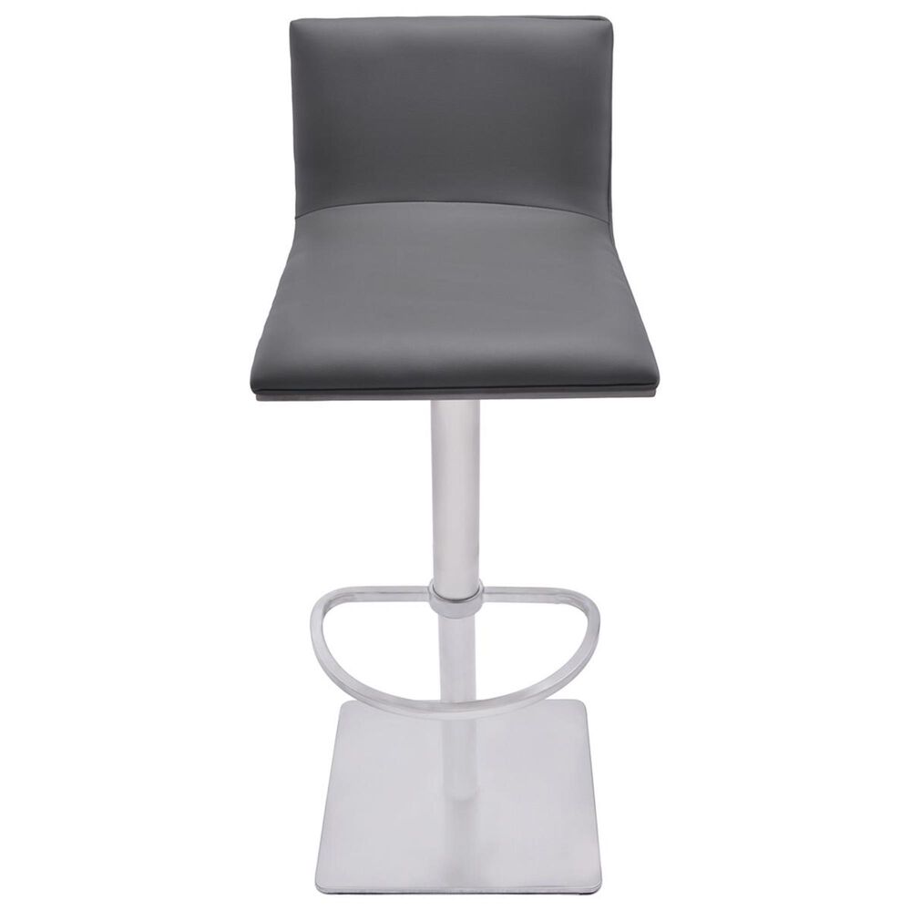 Blue River Crystal Adjustable Swivel Bar Stool in Gray Faux Leather, Stainless Steel and Gray Walnut Veneer, , large