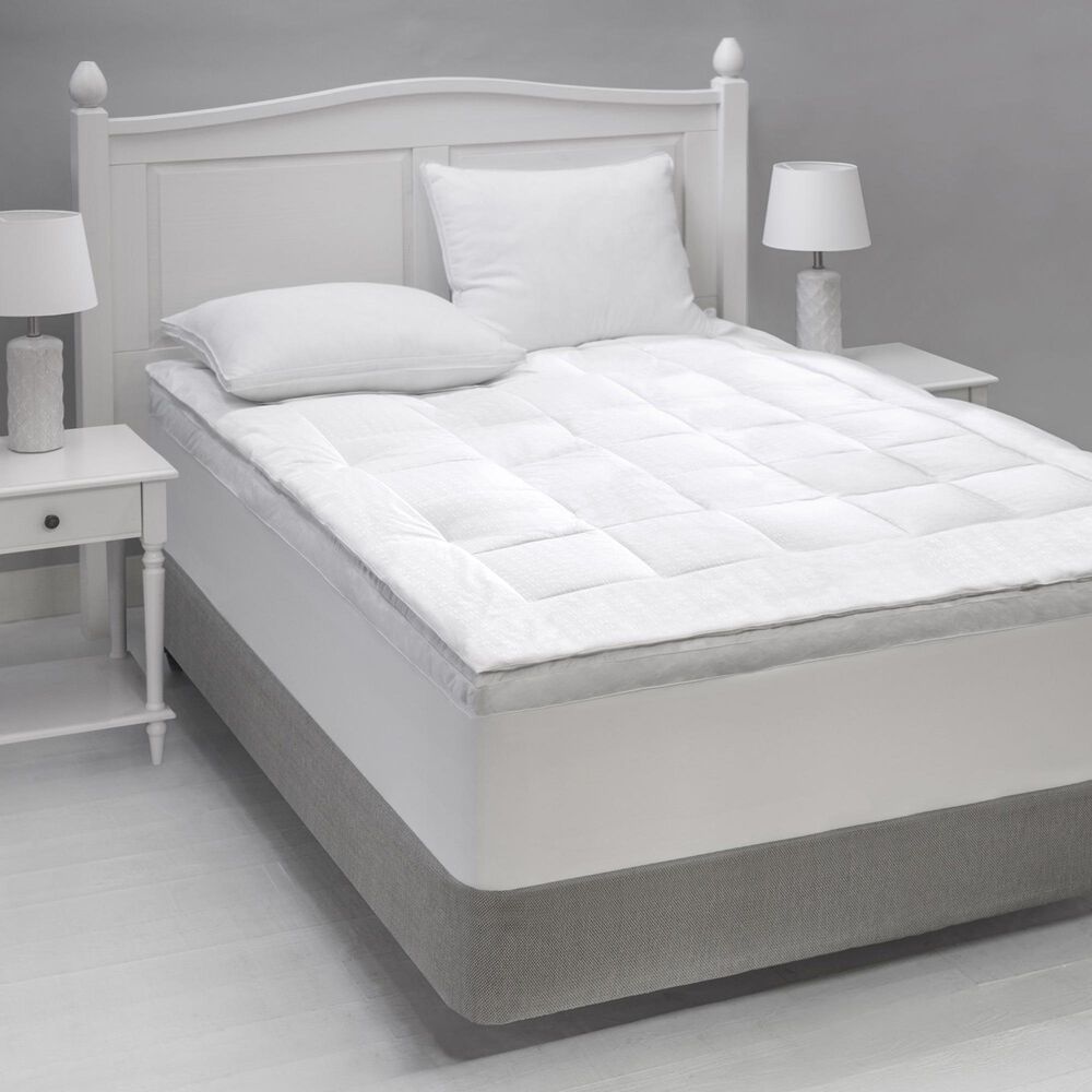 Allied Home Twin Feather Mattress Topper in White, , large
