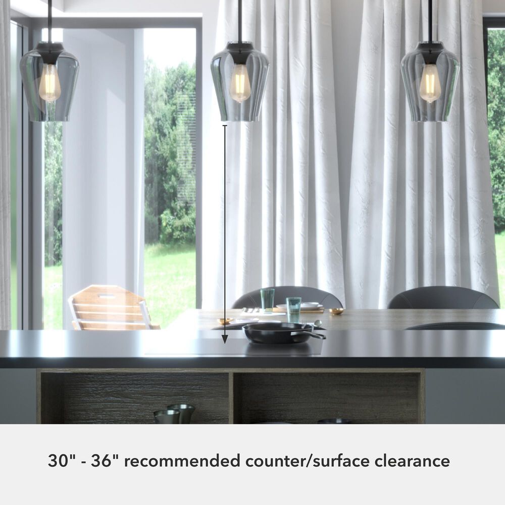 Hunter Vidria 7.25&quot; 1-Light Mini Pendant in Matte Black, , large