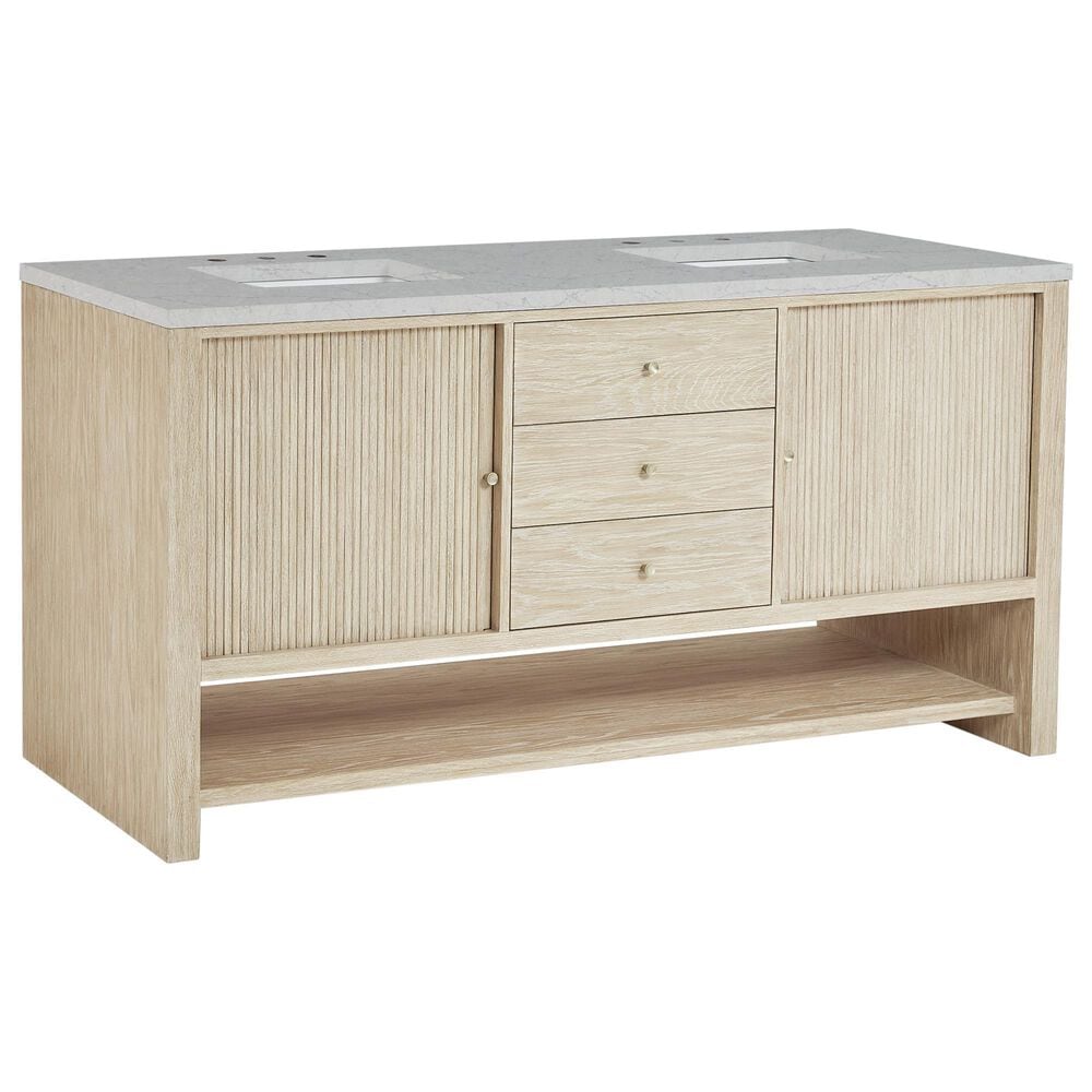James Martin Vanities Marigot 72" Double Vanity in Sun-washed Oak with 3 cm Eternal Jasmine Pearl Quartz Top, , large