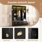 HOMLUX 9-Hook Hall Tree with 3-Cabinet in Black and Natural, , large