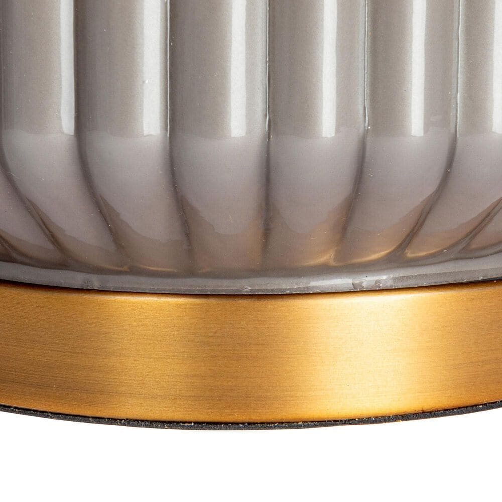 Creative Coop Bernadette Ribbed Glass Table Lamp in Gray, , large