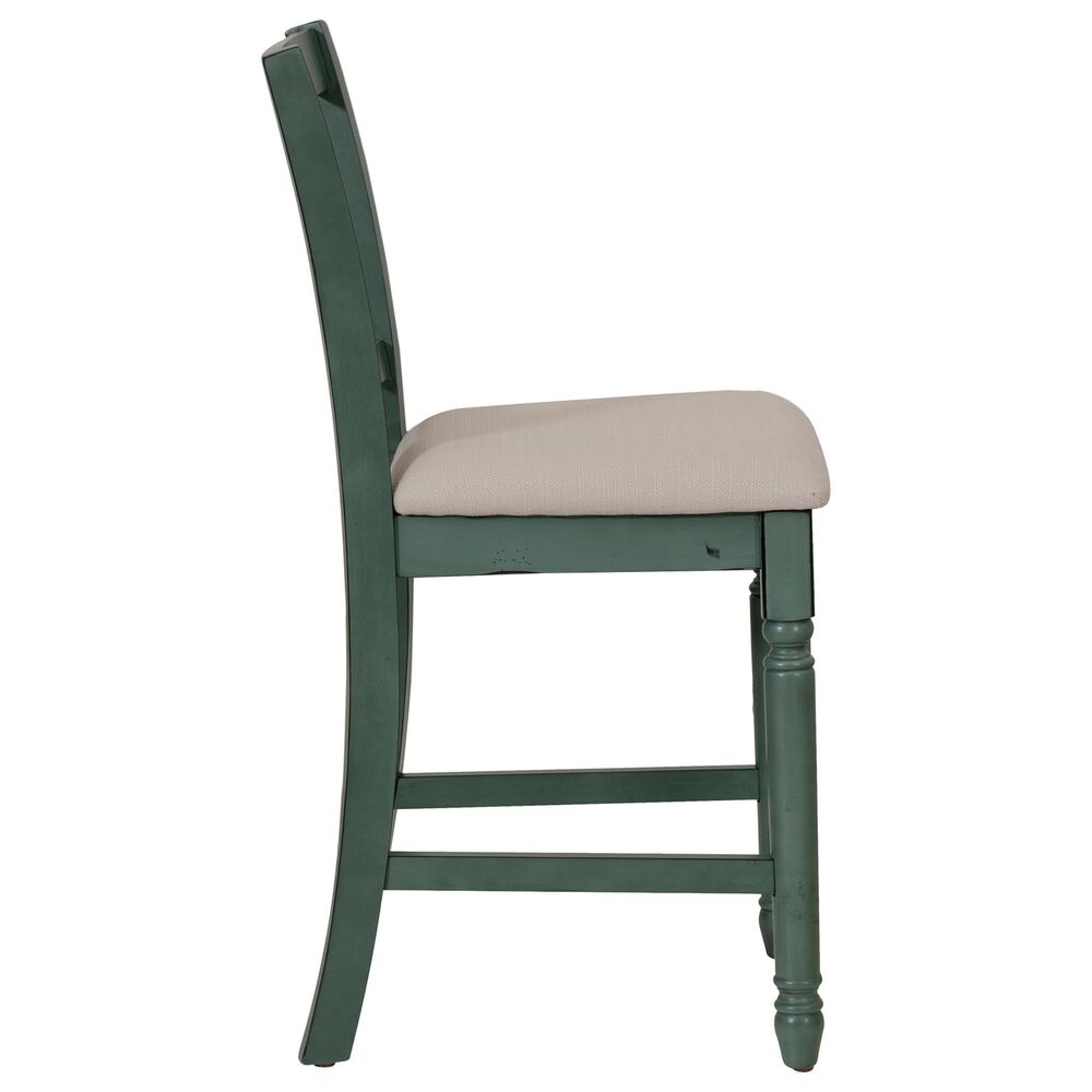 Linon Home Decor Willow Counter Stool with Cream Cushion in Teal, , large