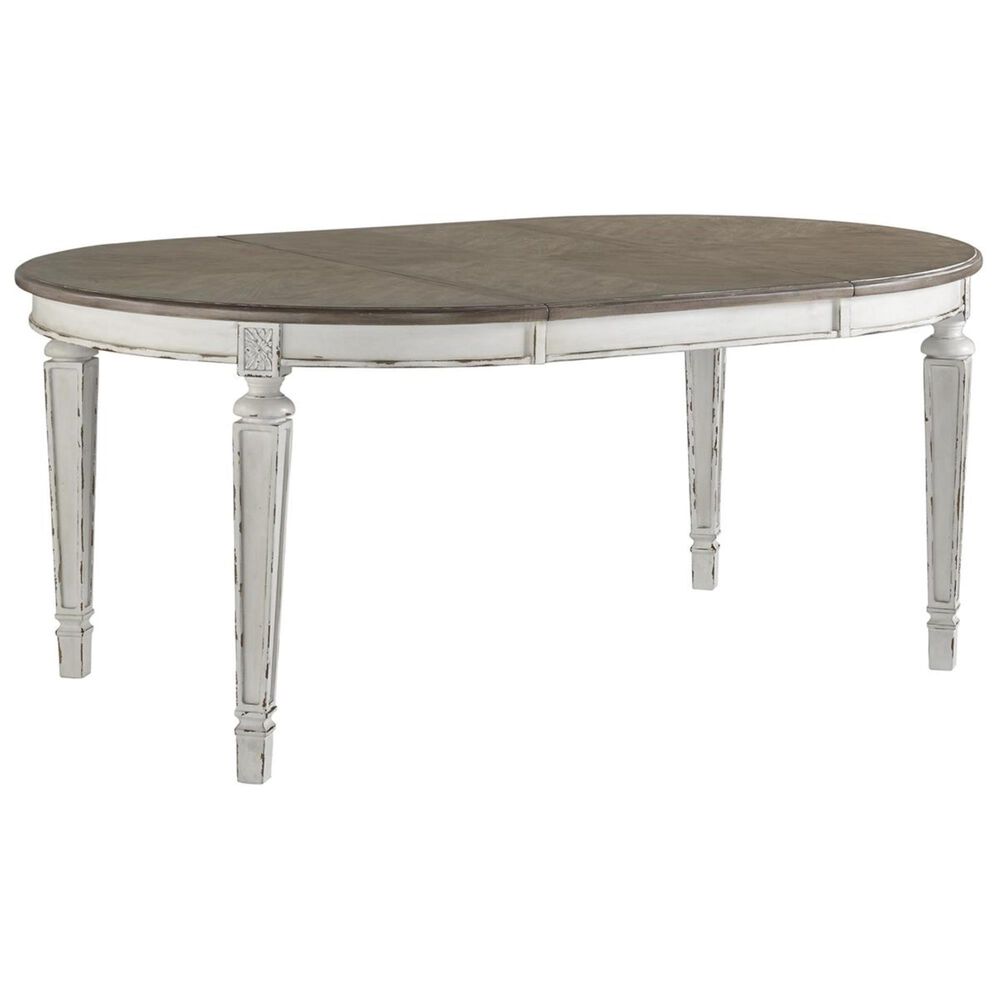 Ashley Realyn Round to Oval Dining Room Extension Table in Chipped White, , large