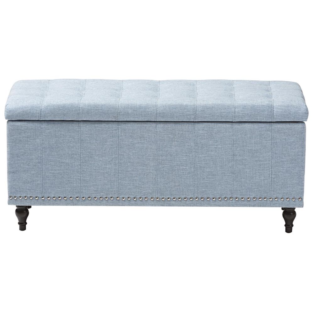 Baxton Studio Kaylee Upholstered Storage Ottoman Bench in Light Blue Nebraska Furniture Mart
