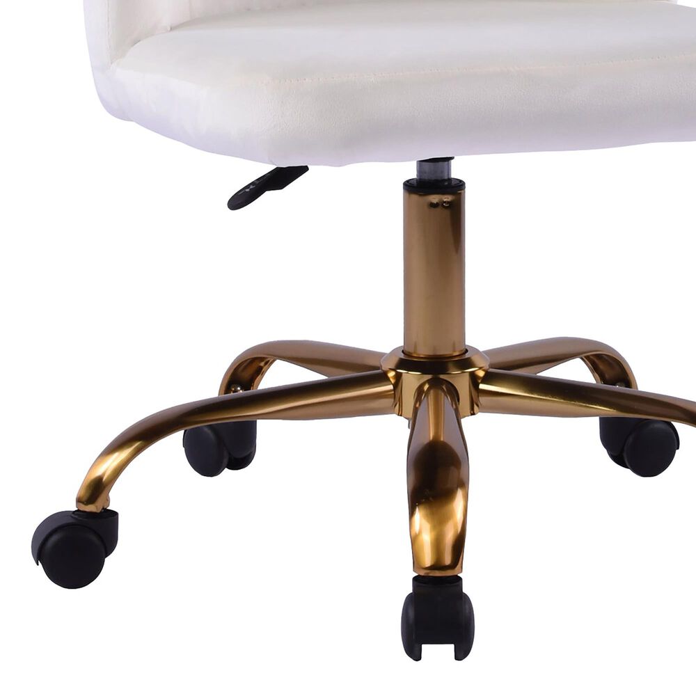 Impressions Vanity Rylee Swivel Vanity Chair with White Cushion in Antique Gold, , large