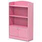 HOMLUX 4-Tier Bookshelf with 2-Door Storage Cabinet in Pink, , large