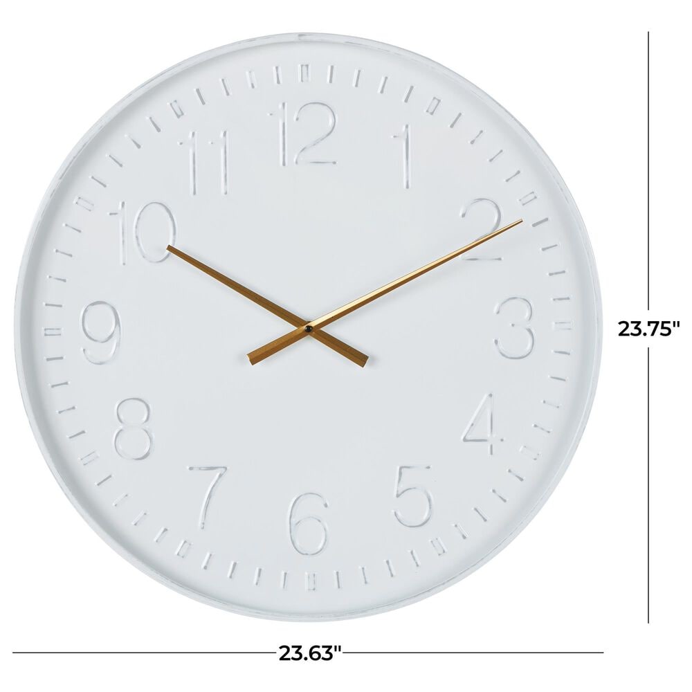 Maple and Jade Round Decorative Wall Clock in Polished White and Gold, , large