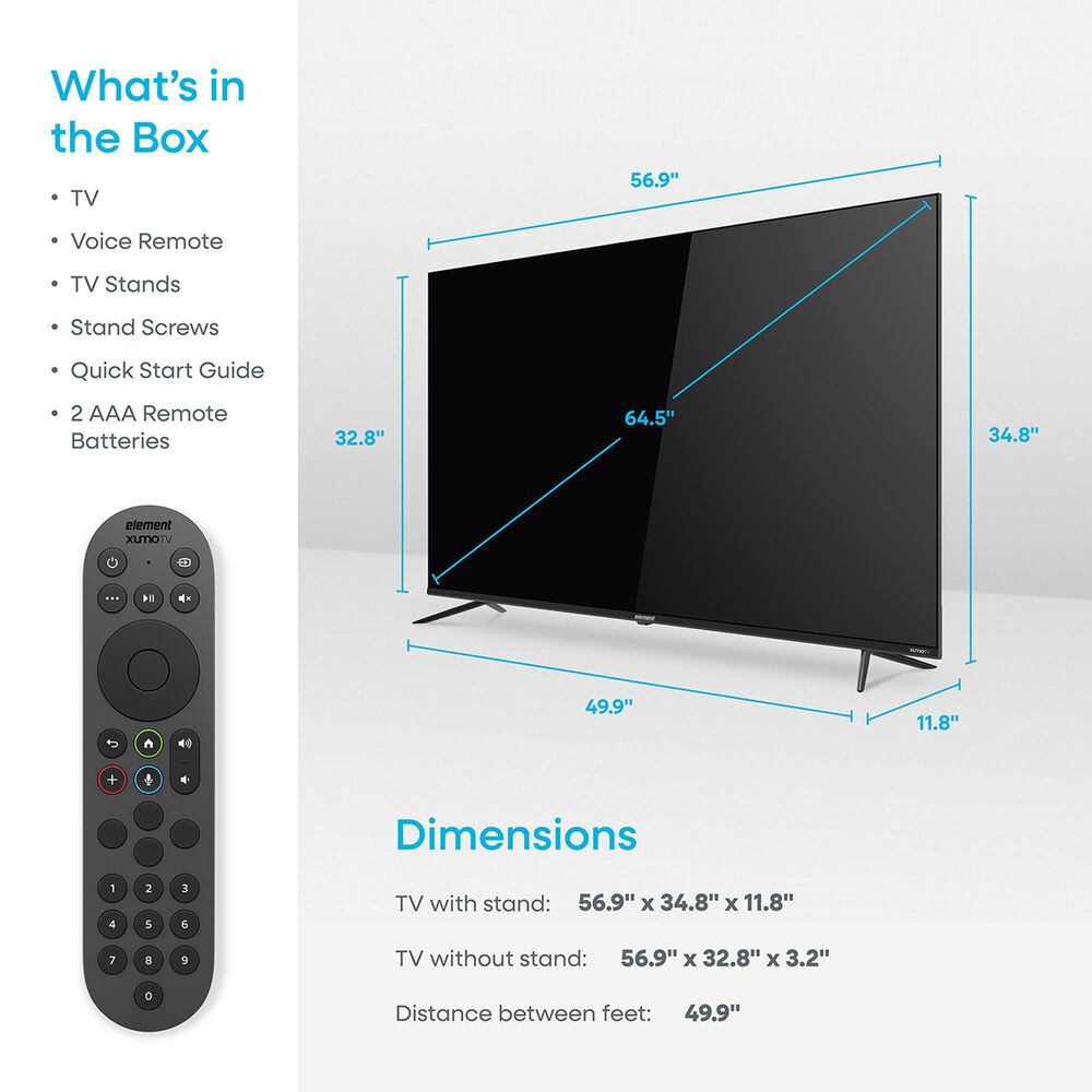 Element 65" 4K UHD HDR Xumo - Smart TV with 2.1 Channel Soundbar System in Black, , large
