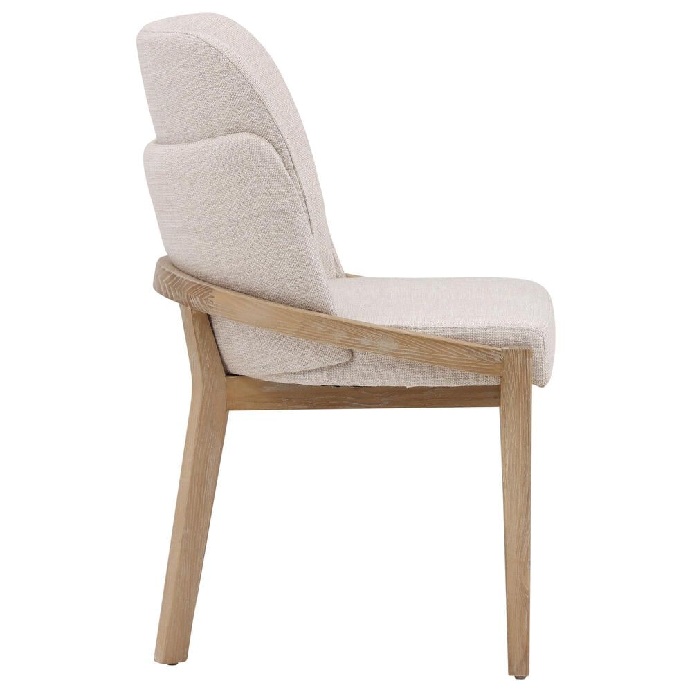 Blue Sun Designs Jacquelyn Dining Side Chair in Light Natural Finish and Beige Upholstery, , large