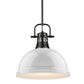 Golden Lighting Duncan 1-Light Pendant with Rod and White Shade in Matte Black, , large