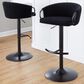LumiSource Claire Swivel Adjustable Barstool with Black Velvet Upholstery in Black (Set of 2), , large