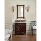 James Martin Vanities Brittany 30" Single Bathroom Vanity in Burnished Mahogany with 3 cm Carrara White Marble Top and Rectangle Sink, , large