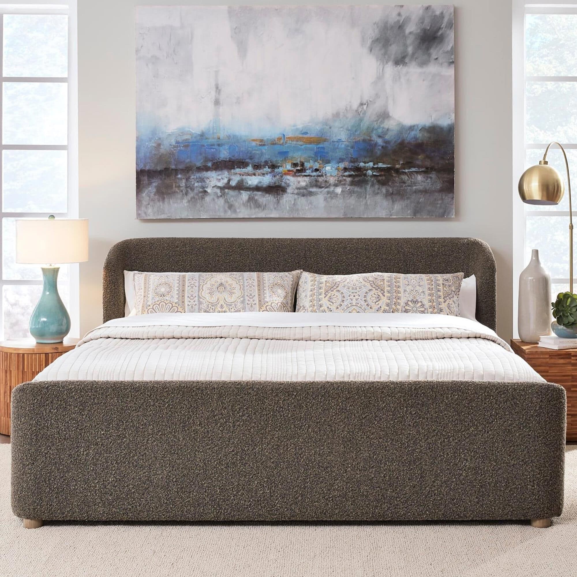 Urban Home Kiki Eastern King Upholstered Platform Bed in Pumpernickel