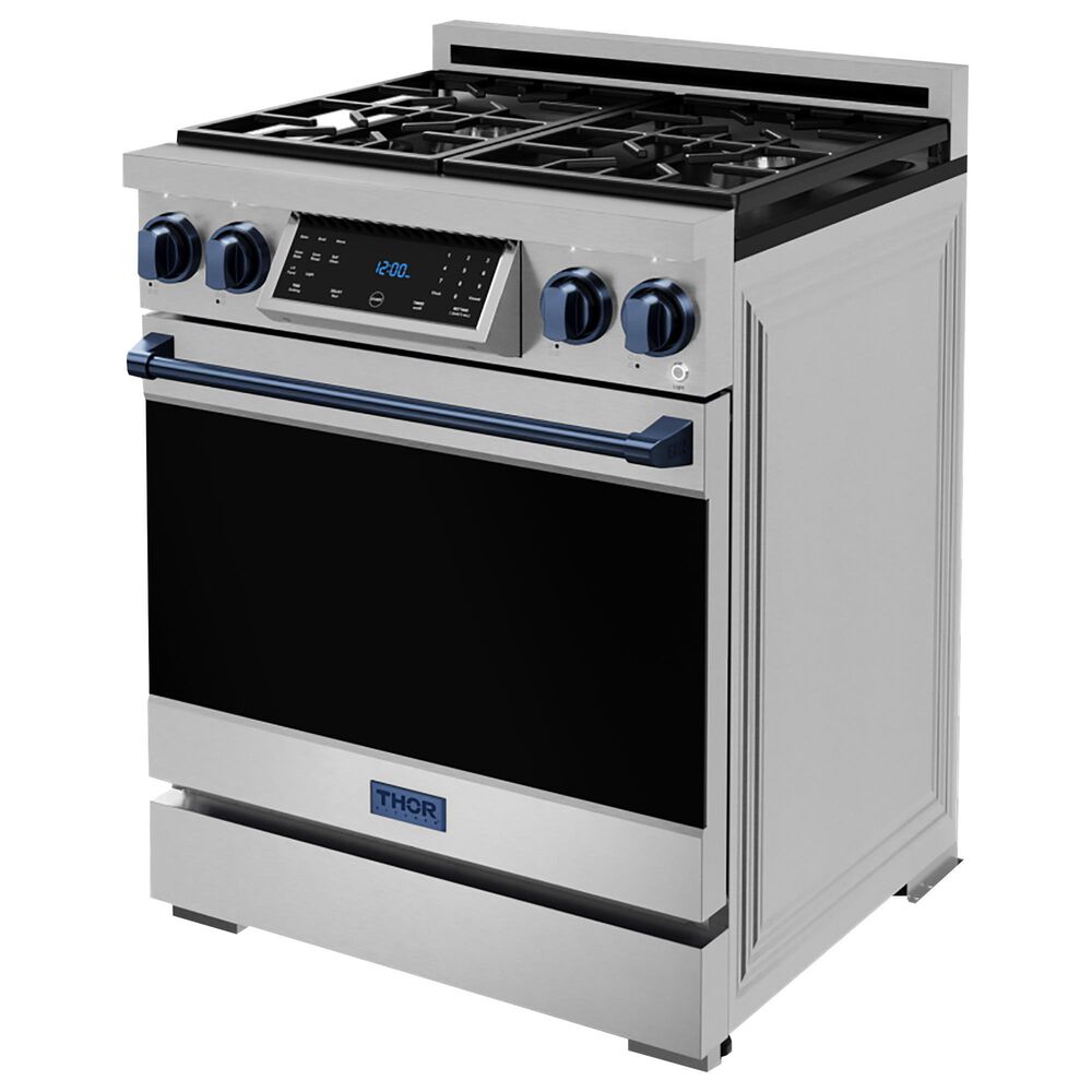 Thor Kitchen Gordon Ramsay 4.55 Cu. Ft. 30&quot; Professional Natural Gas Range with Navy Blue Handle Kit in Stainless Steel, , large