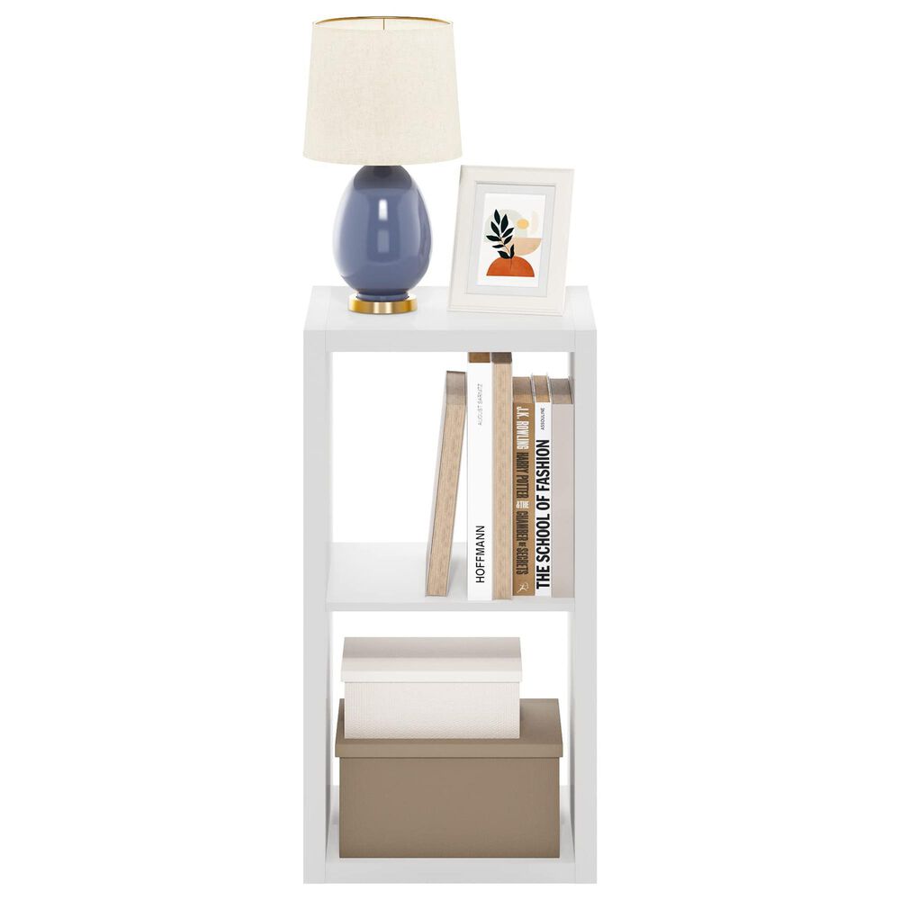 HOMLUX 2-Cube Reversible Open Back Bookshelf in White, , large