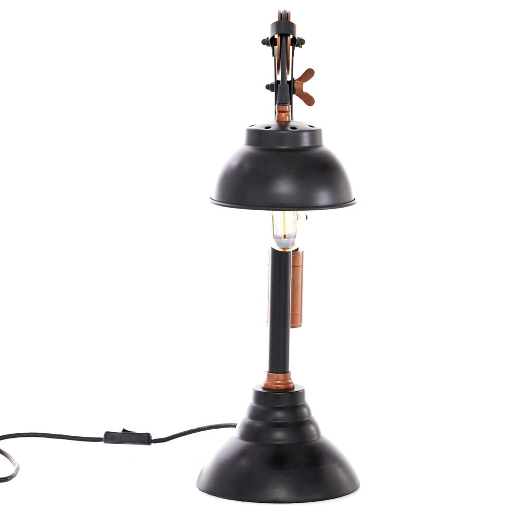 Maple and Jade Industrial Table Lamp in Shiny Black and Copper, , large