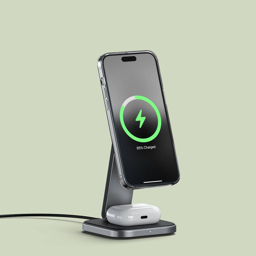 Satechi 2-in-1 Foldable Qi2 Wireless Charging Stand in Space Gray, , large