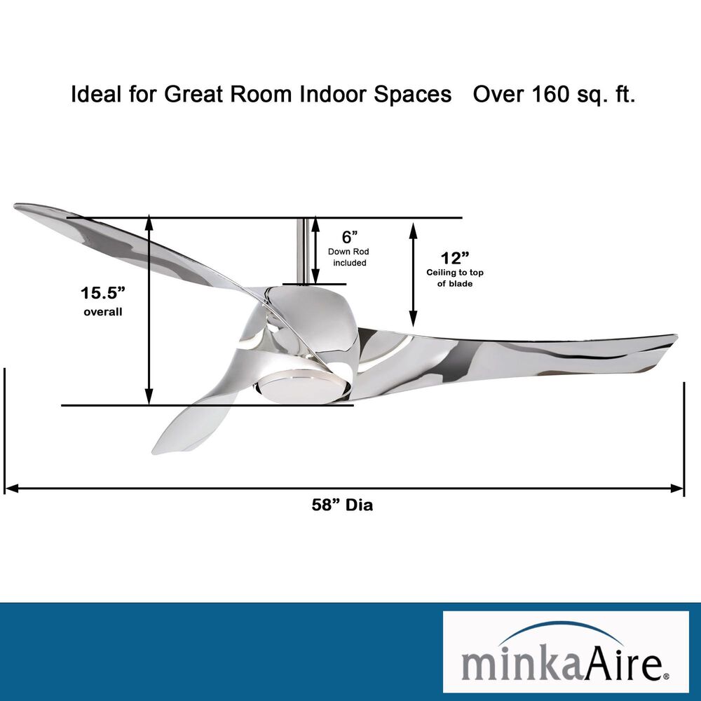 Minka-Aire Artemis 58" Smart Celling Fan with LED Light in Liquid Nickel, , large