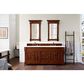 James Martin Vanities Brookfield 72" Double Bathroom Vanity in Warm Cherry with 3 cm Eternal Marfil Quartz Top and Rectangle Sink, , large